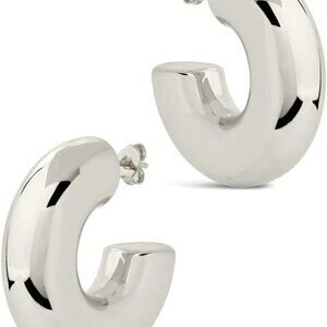 Waterproof chunky gold hoop earrings for women, 1.2-inch diameter, hypoallergeni